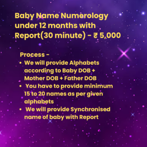 Baby Name Numerology under 12 months with report(30 Min.)